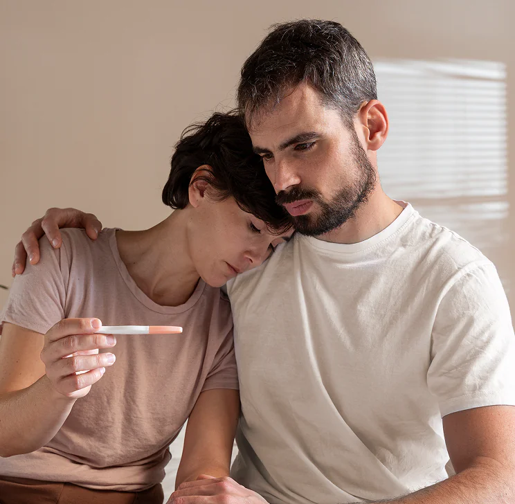 Couple Holding Negative Pregnancy Test